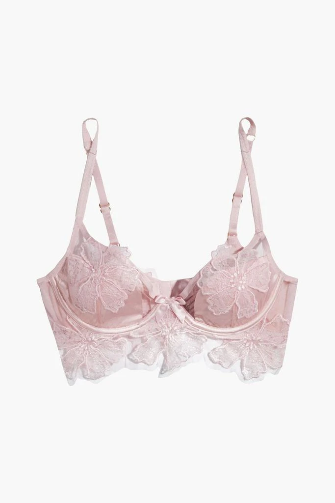 商品L'Agent by Agent Provocateur|Seraphina floral-appliquéd tulle and mesh underwired bra,价格¥376,第1张图片