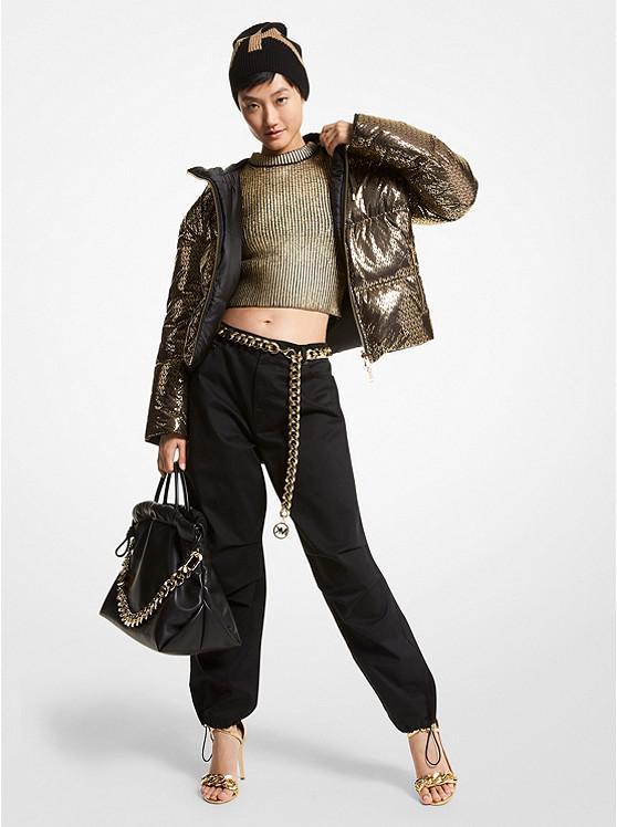 商品Michael Kors|Metallic Logo Ciré Reversible Puffer Jacket,价格¥2610,第1张图片