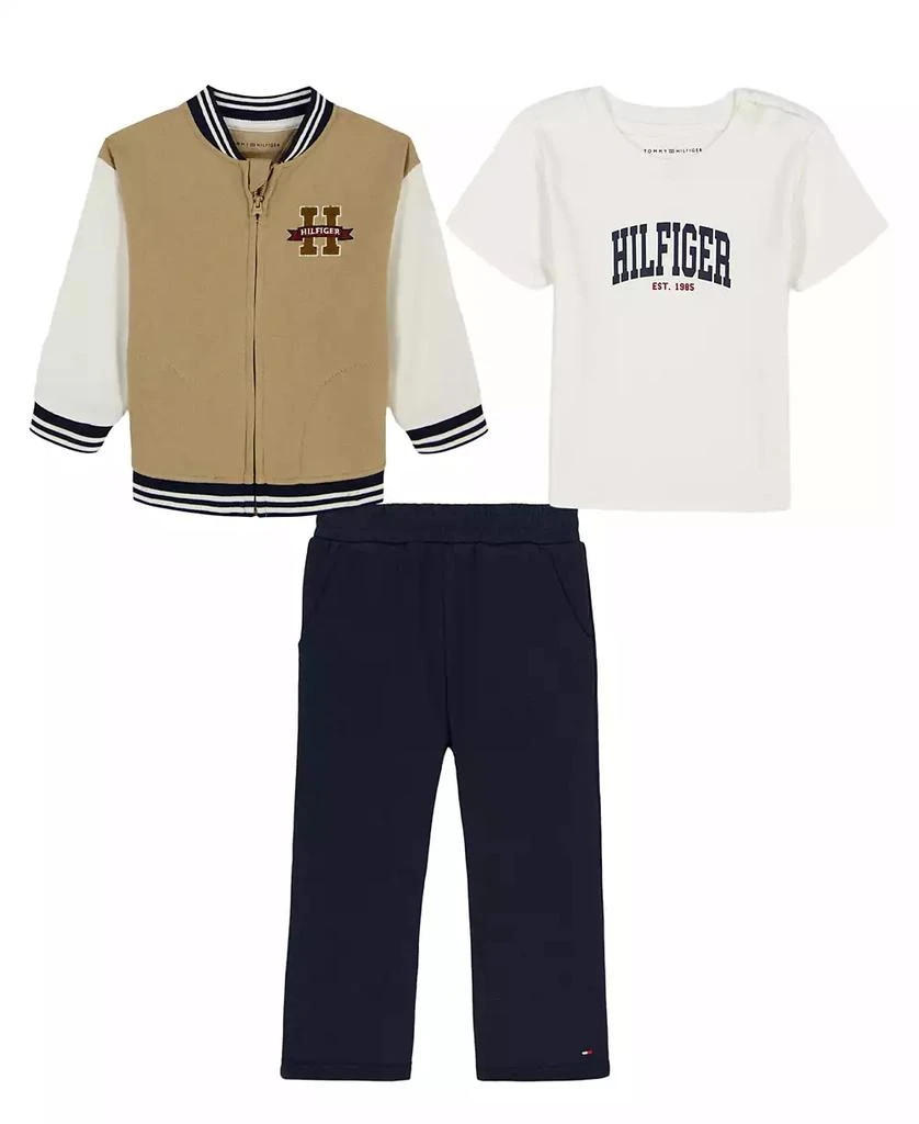 商品Tommy Hilfiger|Boys Toddler 2T-4T Crewneck T-Shirt, Jacket and Pants, 3-Piece Set,价格¥284,第1张图片