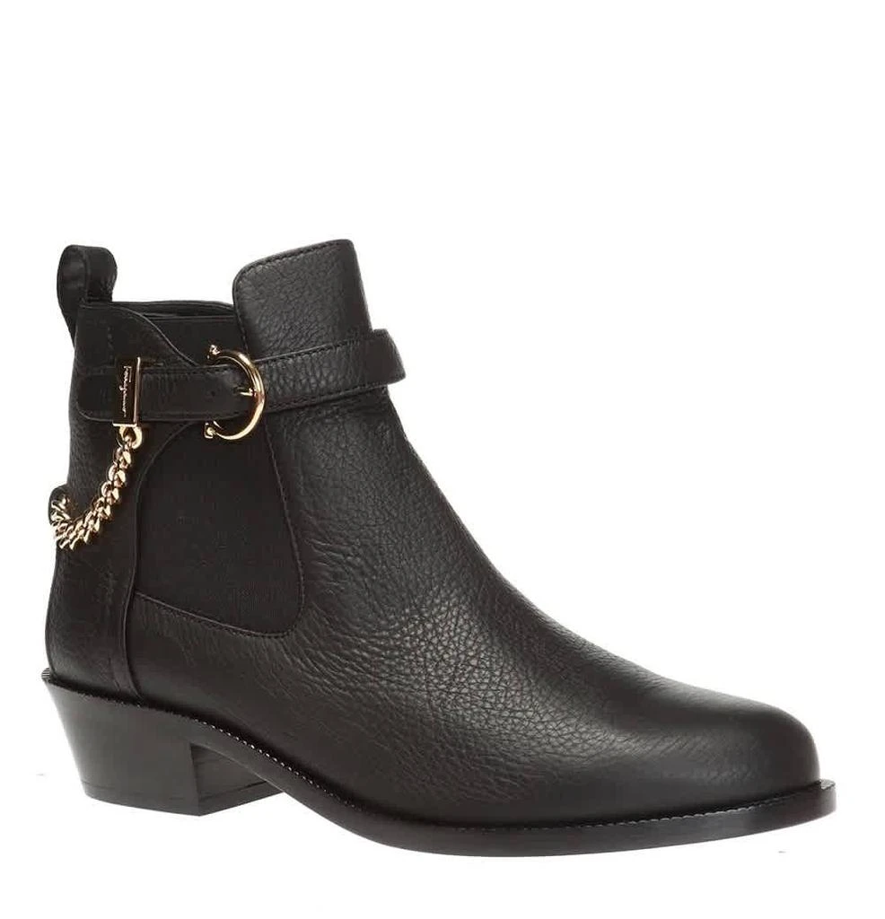 商品Salvatore Ferragamo|Ladies Black Leather Gancini Ankle Boots,价格¥1934,第3张图片详细描述