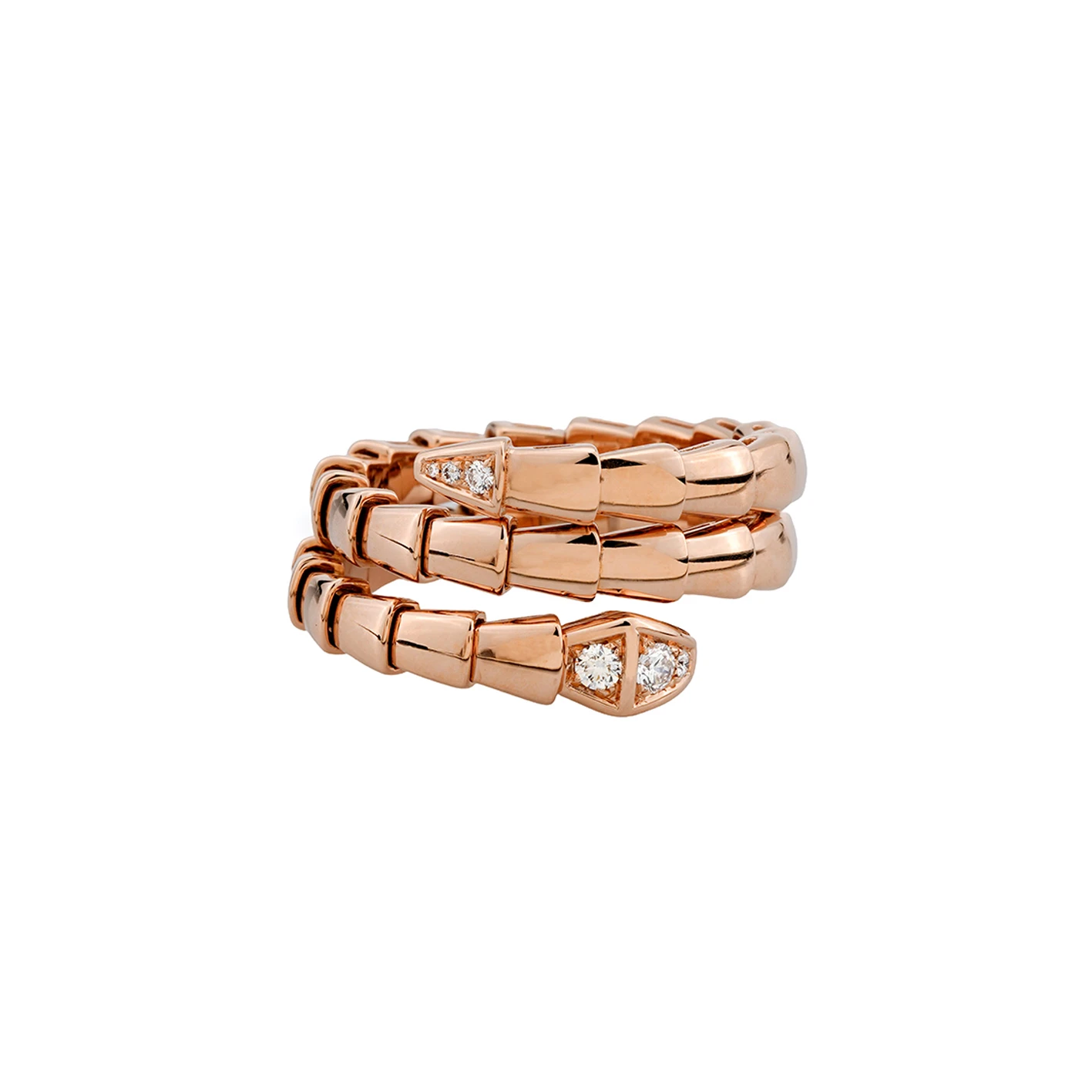 商品[国内直发] BVLGARI|宝格丽 SERPENTI VIPER系列 首尾带钻蛇形双环 18K玫瑰金 戒指 男女同款,价格¥39708,第8张图片详细描述