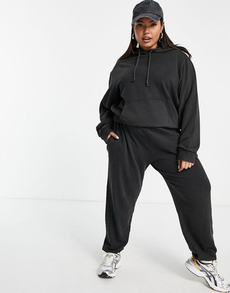 ASOS DESIGN Curve tracksuit hoodie / jogger in washed charcoal商品第3张图片规格展示