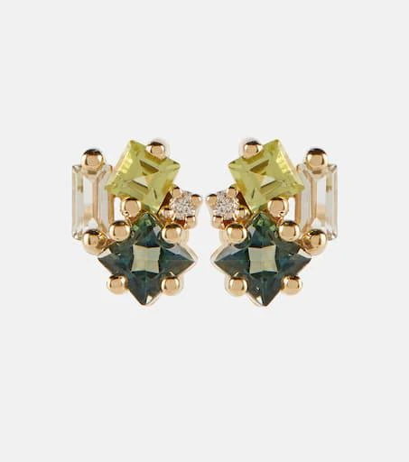 商品Suzanne Kalan|14kt gold earrings with diamonds and gemstones,价格¥11243,第1张图片