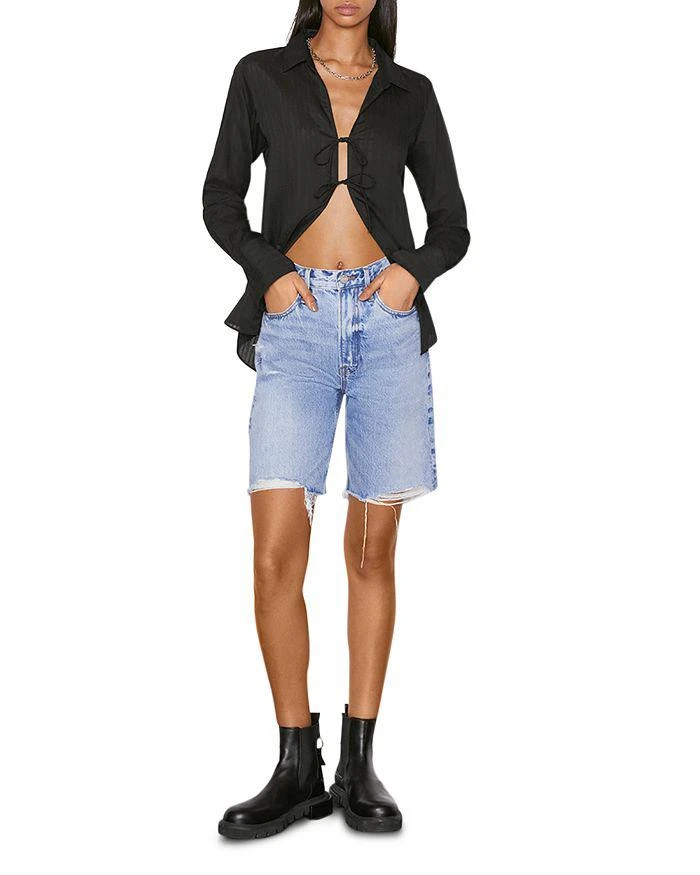 商品FRAME|High Rise Denim Bermuda Shorts in Baines Rip,价格¥400,第3张图片详细描述
