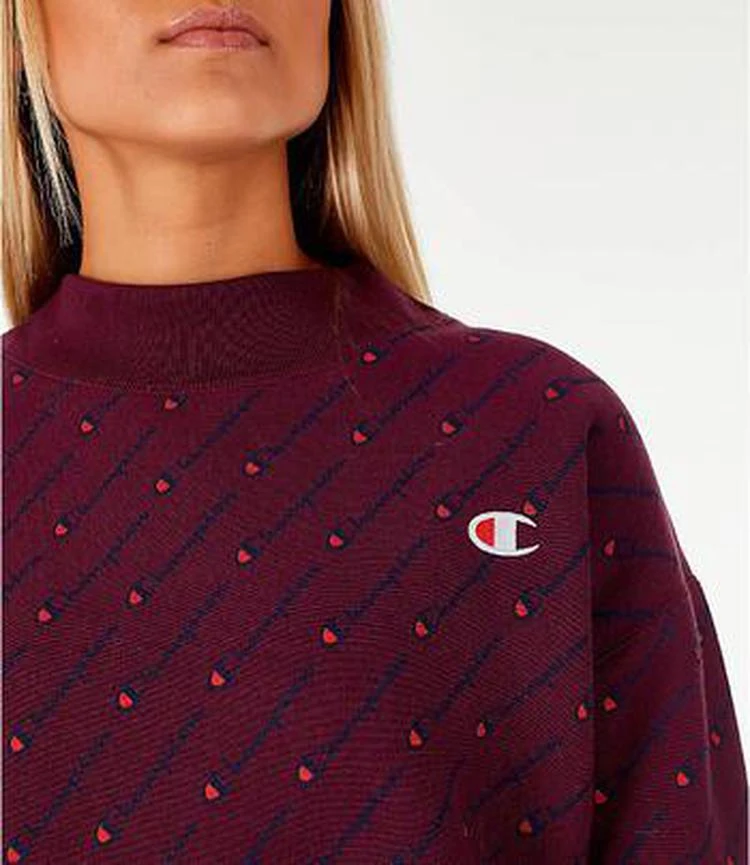 商品CHAMPION|Women's Champion Reverse Weave Script Logo Mock Neck Crop Sweatshirt,价格¥149,第1张图片