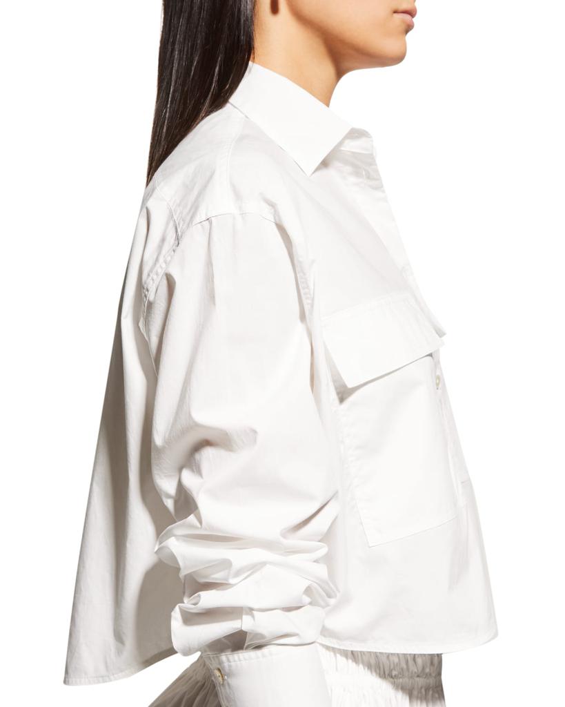 Poplin Long-Sleeve Button-Front Blouse商品第5张图片规格展示