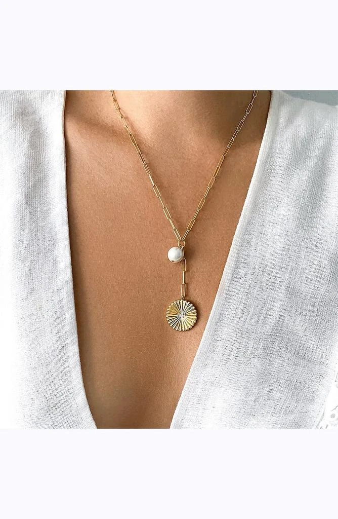 商品ADORNIA|14K Yellow Gold Vermeil Pearl Drop Y-Necklace,价格¥148,第3张图片详细描述