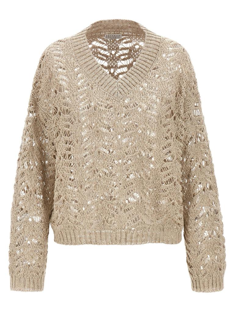 Brunello Cucinelli Foliage Lace V-Neck Jumper – On Sale Now