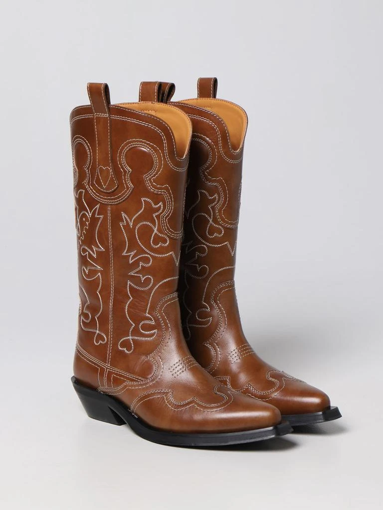 商品Ganni|Ganni embroidered leather western boots,价格¥3112,第2张图片详细描述