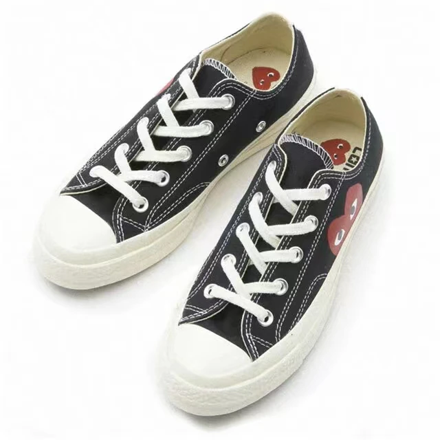 CDG x Converse 1970s chuck tavlor all star 川久保玲爱心联名款 防滑耐磨 低帮 帆布鞋 男女同款 黑色AZK111-1 商品