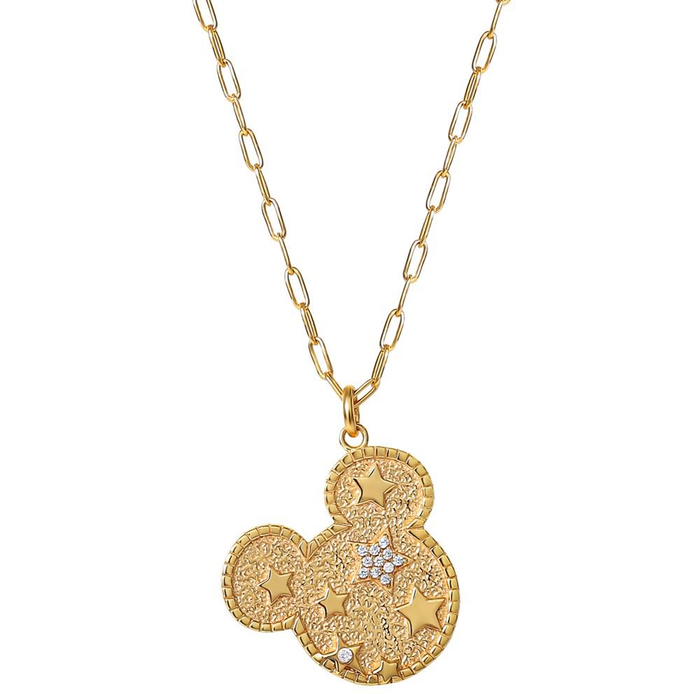 Cubic Zirconia Mickey Mouse Star 18" Pendant Necklace in 18k Gold-Plated Sterling Silver商品第1张图片规格展示