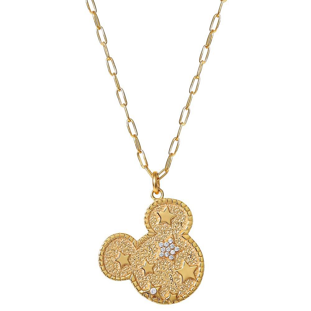 商品Disney|Cubic Zirconia Mickey Mouse Star 18" Pendant Necklace in 18k Gold-Plated Sterling Silver,价格¥414,第1张图片