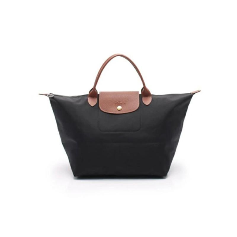 商品[国内直发] Longchamp|珑骧 LONGCHAMP 奢侈品 女士LE PLIAGE系列中号黑色织物短柄可折叠手提包饺子包 1623 089 001,价格¥509,第1张图片