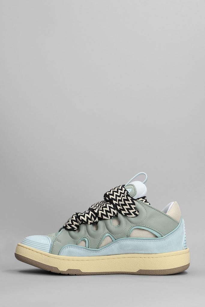 Lanvin Curb Sneakers In Cyan Suede And Leather商品第3张图片规格展示