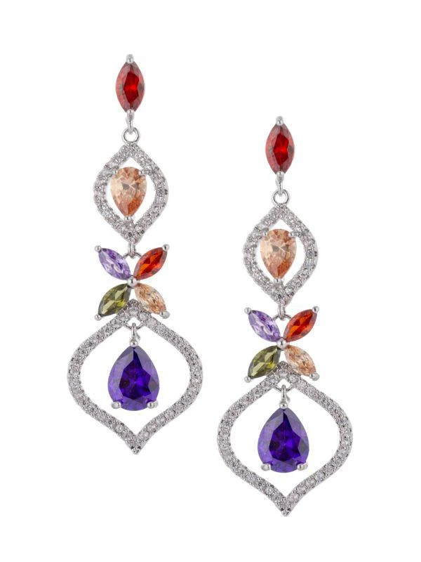 商品Eye Candy LA|18K Goldplated & Multicolored Crystal Royal Drop Earrings,价格¥326,第1张图片