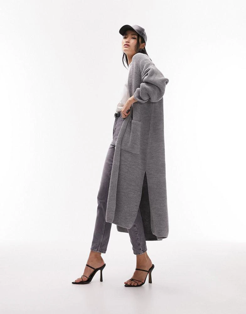 商品Topshop|Topshop knitted maxi cardi in grey,价格¥481,第1张图片