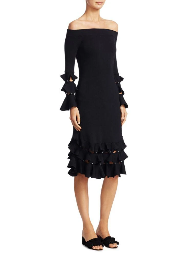 商品Jonathan Simkhai|Ruffle Off-the-Shoulder Bell Sleeve Dress,价格¥1424,第1张图片