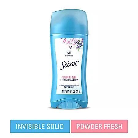 商品Secret|Secret Invisible Solid Antiperspirant and Deodorant, Powder Fresh, 2.1 oz., 5 pk.,价格¥78,第2张图片详细描述