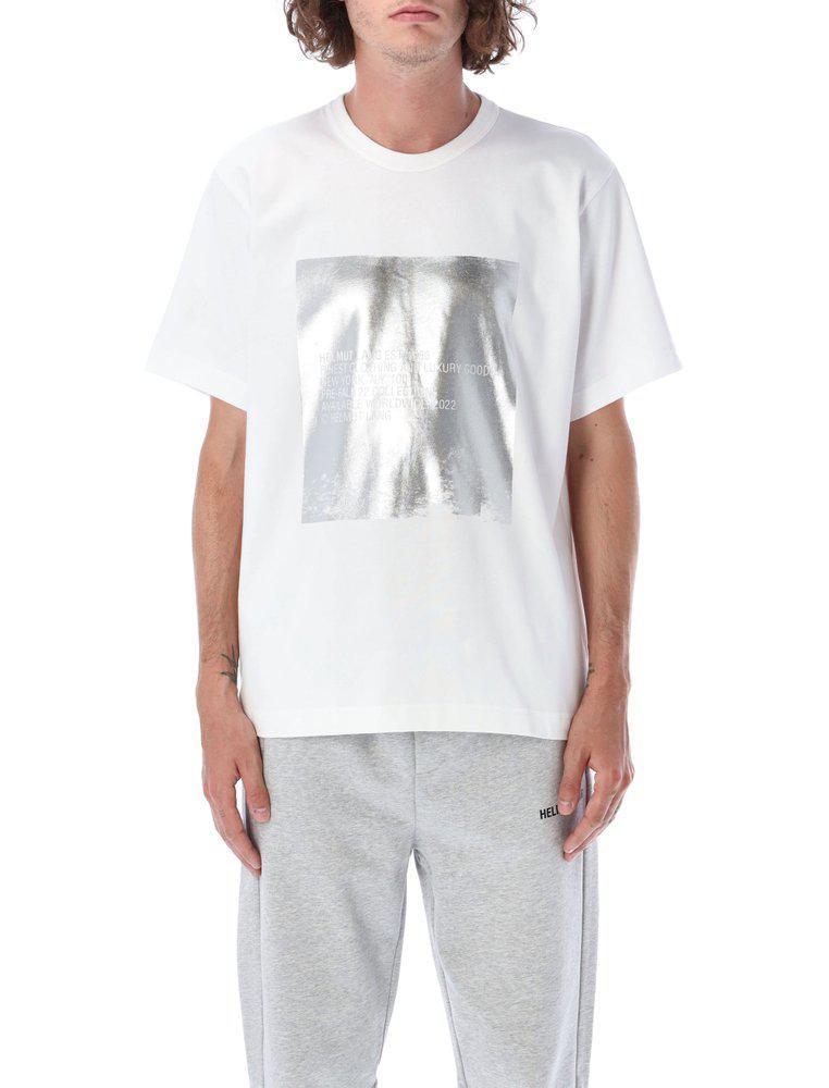 商品Helmut Lang|Helmut Lang Square Silver Crewneck T-Shirt,价格¥709,第1张图片