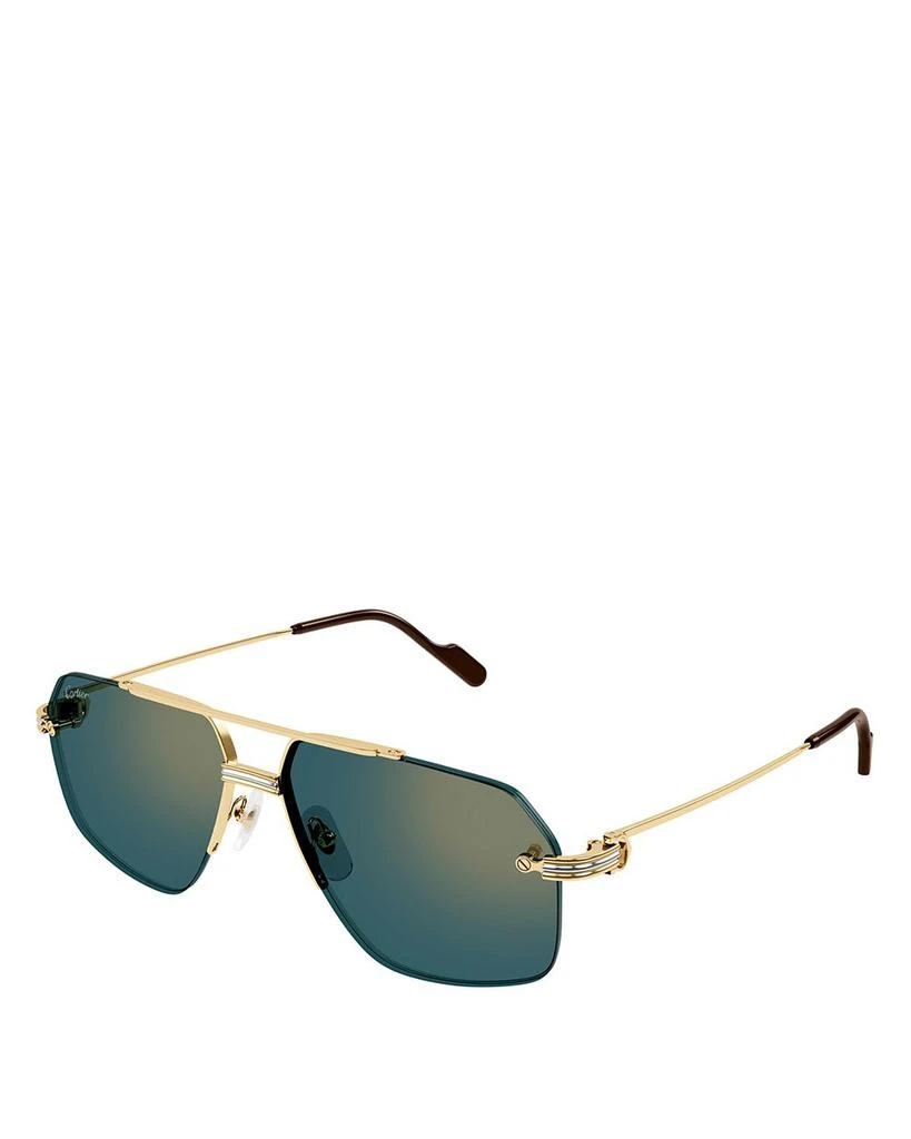 商品Cartier|Première de Cartier 24K Gold & Platinum Plated Navigator Sunglasses, 60mm,价格¥9690,第1张图片