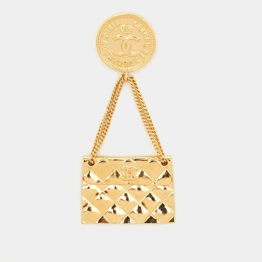商品[二手商品] Chanel|Chanel Hanging Flap Bag Motif Gold Tone Pin Brooch,价格¥3793,第1张图片
