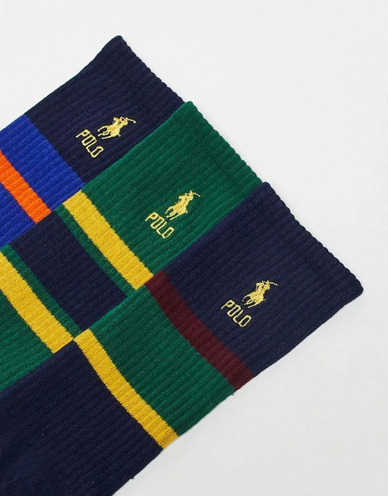 商品Ralph Lauren|Polo Ralph Lauren 3 pack socks in green, navy yellow with logo,价格¥223,第2张图片详细描述