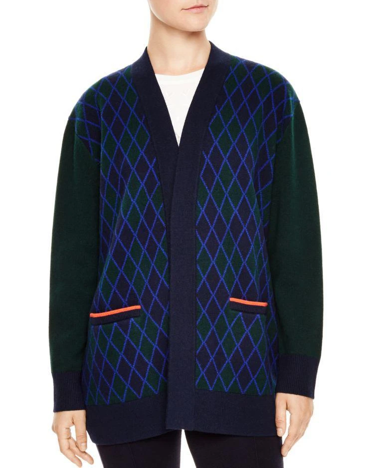 商品Sandro|Clara Check-Pattern "Just Love U" Wool Cardigan,价格¥2110,第1张图片