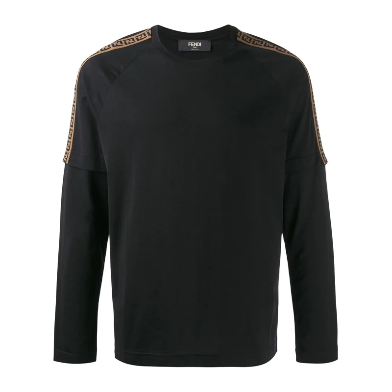 商品Fendi|Fendi 芬迪 黑色棉男士长袖T恤 FAF573-AAY8-F0GME,价格¥2501,第1张图片