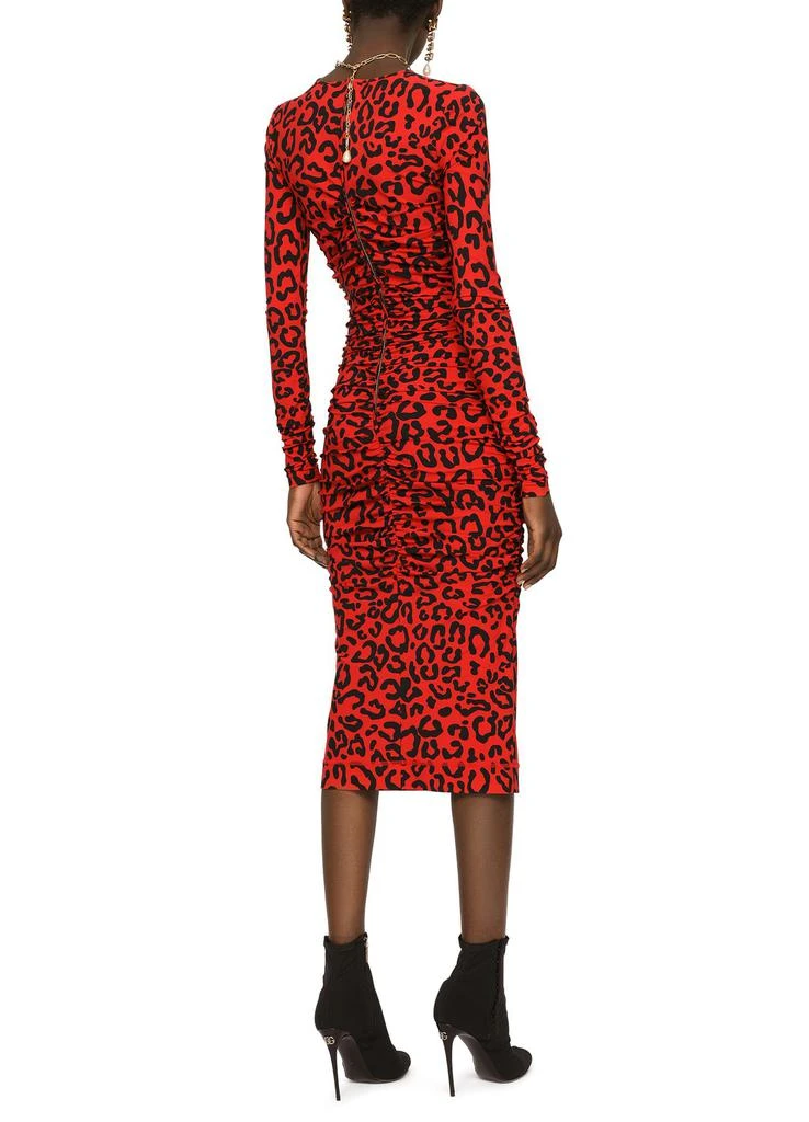 商品Dolce & Gabbana|豹纹平纹针织及膝连衣裙,价格¥10718,第3张图片详细描述