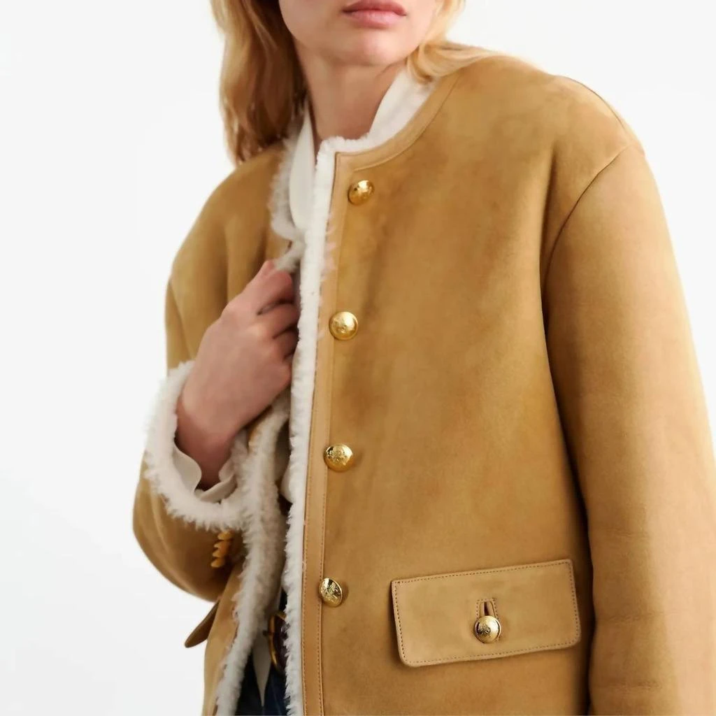 商品Nili Lotan|Zanie Short Shearling Coat In Tan/natural,价格¥14017,第2张图片详细描述