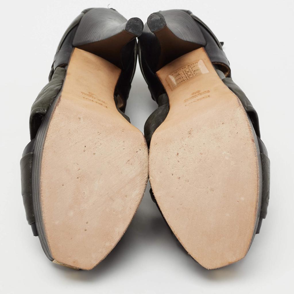 Fendi Black Pleated Leather Peep Toe Ankle Booties Size 38商品第6张图片规格展示