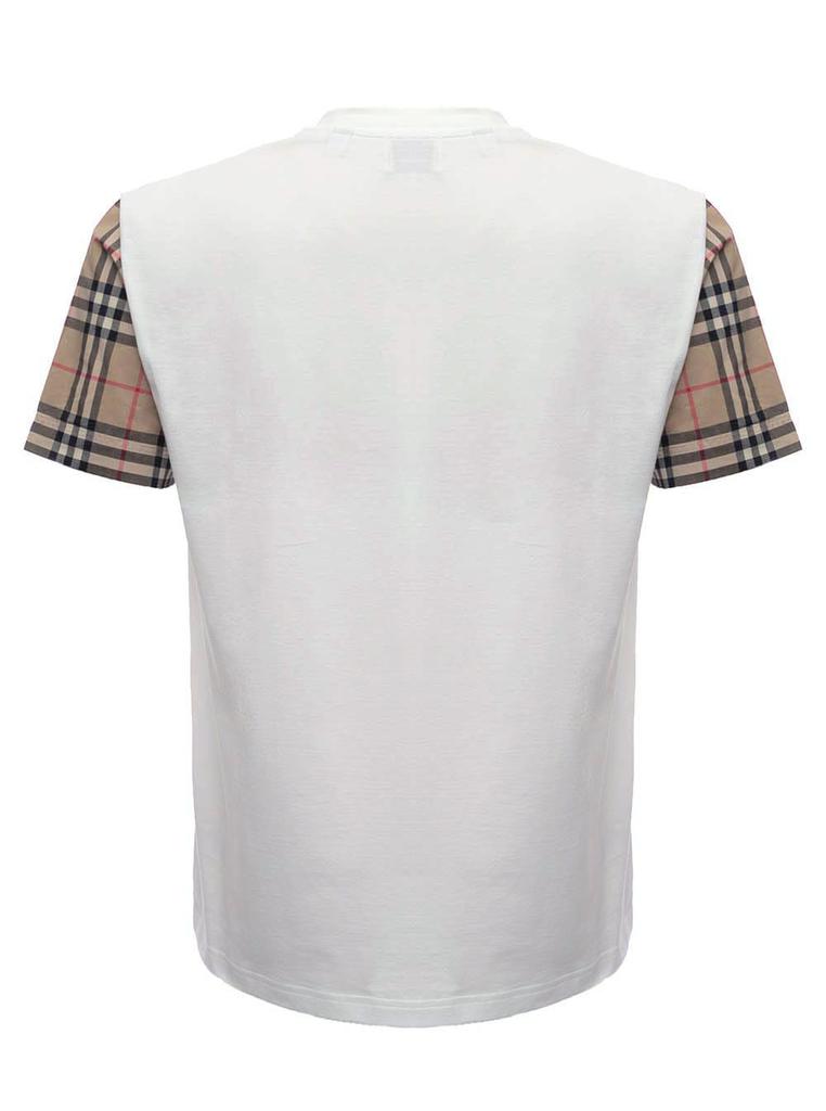 Burberry White Cotton T-shirt With Vintage Check Sleeves商品第2张图片规格展示
