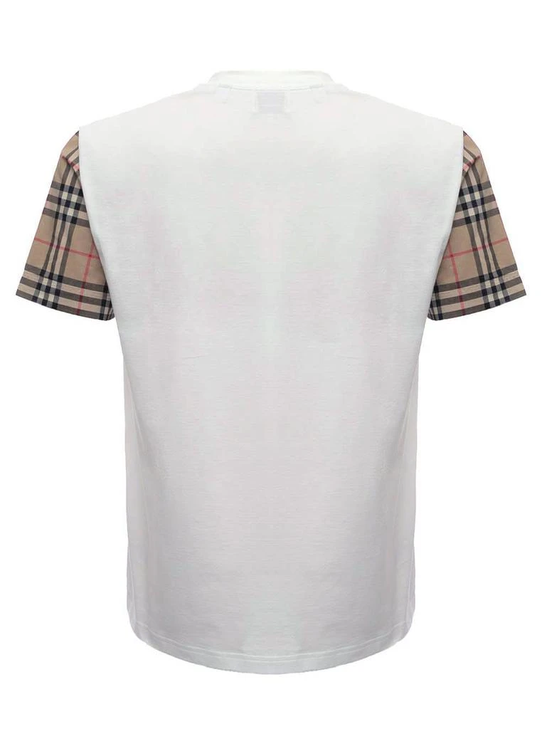 商品Burberry|Burberry White Cotton T-shirt With Vintage Check Sleeves,价格¥3099,第2张图片详细描述