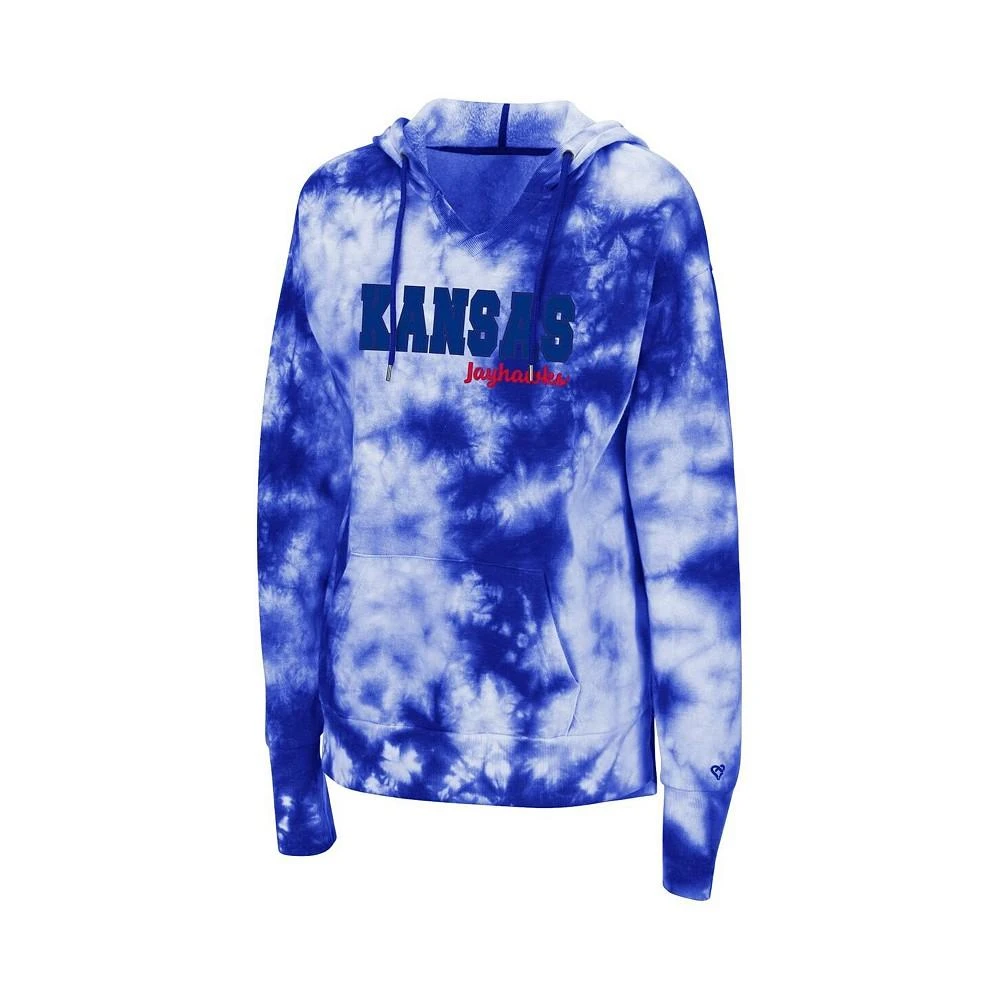 商品Colosseum|Women's Royal Kansas Jayhawks Shavonee Tie-Dye Pullover Hoodie,价格¥376,第3张图片详细描述