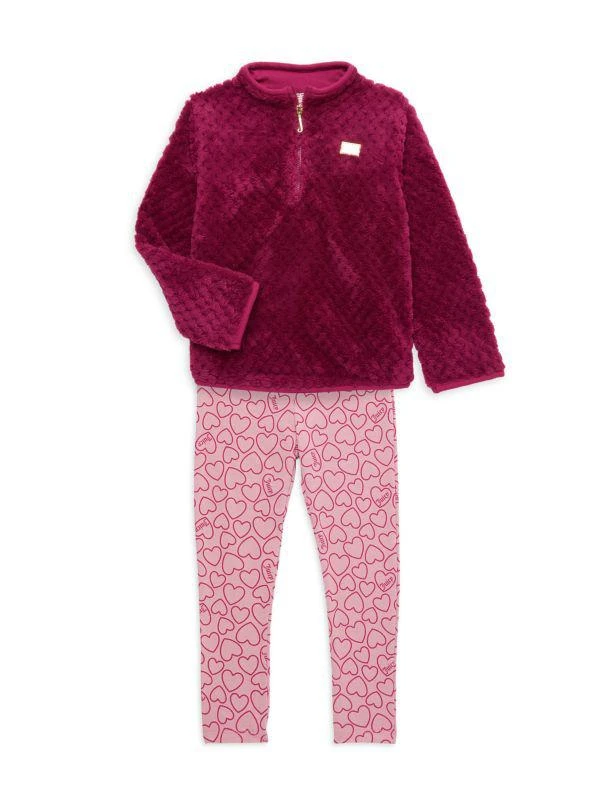 商品Juicy Couture|Little Girl’s 2-Piece Faux Shearling Pullover & Heart Leggings Set,价格¥113,第1张图片