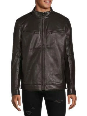 商品Michael Kors|Hume Perforated Faux Leather Jacket,价格¥261,第1张图片