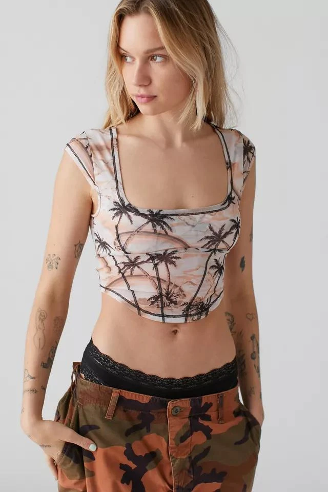 商品Urban Outfitters|UO Nyla Mesh Cropped Corset Top,价格¥38,第1张图片