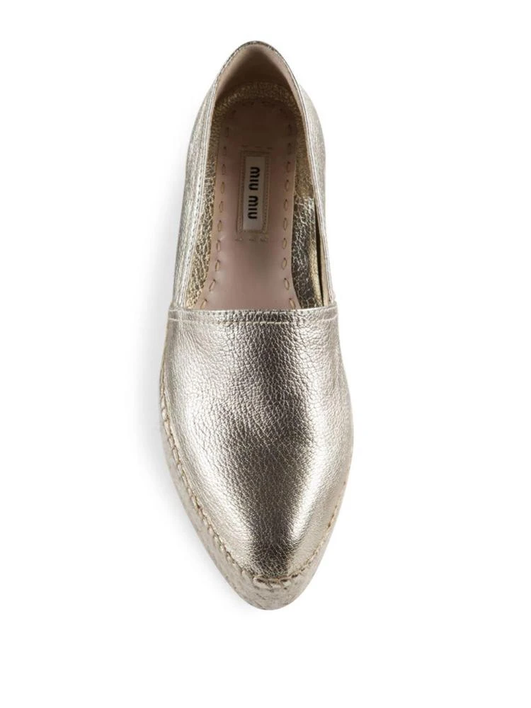 商品Miu Miu|Metallic Leather Espadrille Platform Espadrilles,价格¥1754,第4张图片详细描述