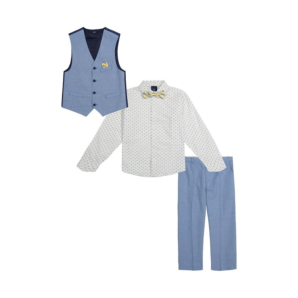 Baby Boys 4-Piece Textured Houndstooth Vest Set商品第2张图片规格展示