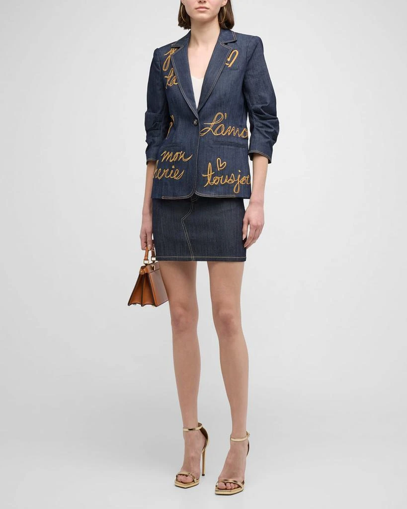 商品Cinq a Sept|Khloe L'amour Embroidered Denim Blazer,价格¥1335,第3张图片详细描述