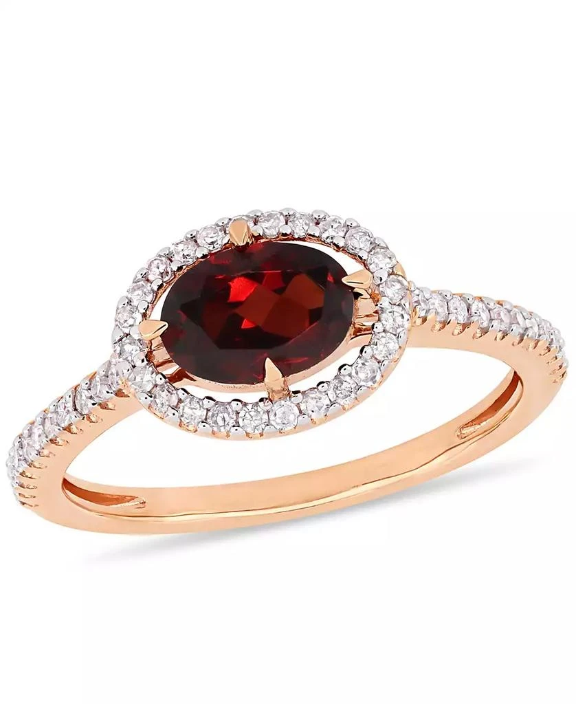 商品Macy's|Garnet (1 ct.t.w.) and Diamond (1/4 ct.t.w.) Halo Ring in 10k Rose Gold,价格¥3008,第1张图片