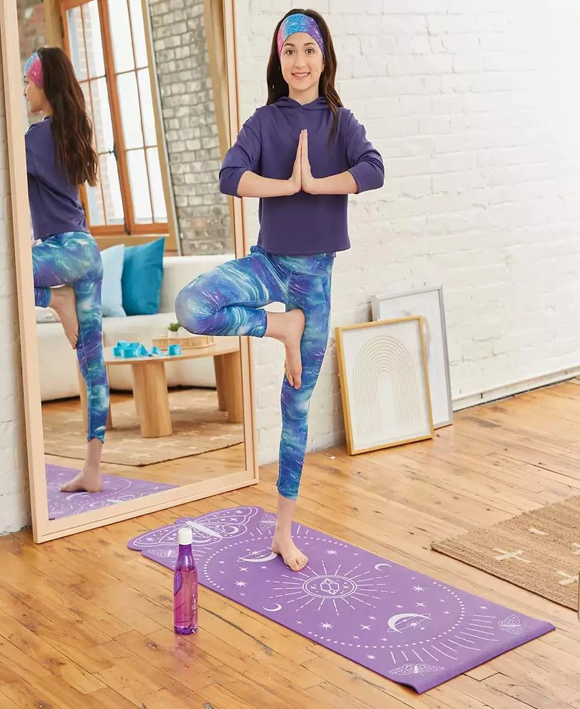3C4G - Celestial Yoga Mat Carrying Strap 24" x 60" Mat, Make It Real, Teens Tweens Girls, Purple Mat With Teal Strap, Butterfly Celestial Design, Encourages Fitness Well Being 商品