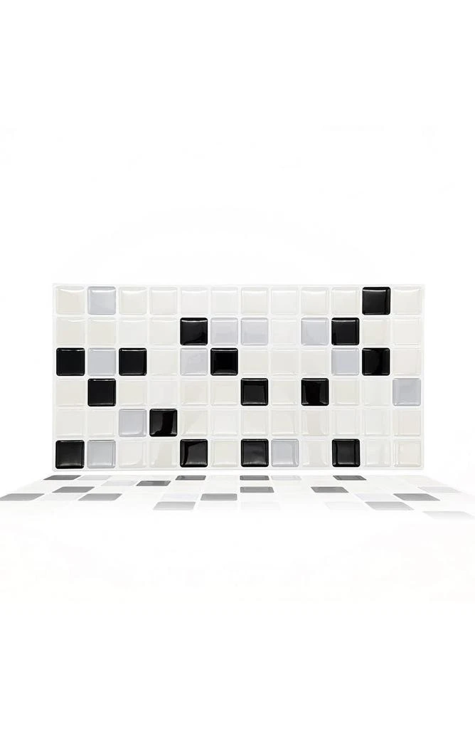 商品WALPLUS|Classic Black and White Mosaic Glossy 3D Sticker Tile - 30cm x 15cm (11.8" x 6") - 12-Piece in a pack,价格¥318,第1张图片