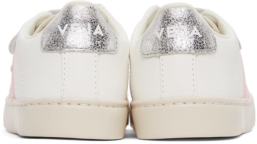 Kids White & Silver Leather Esplar Sneakers商品第2张图片规格展示