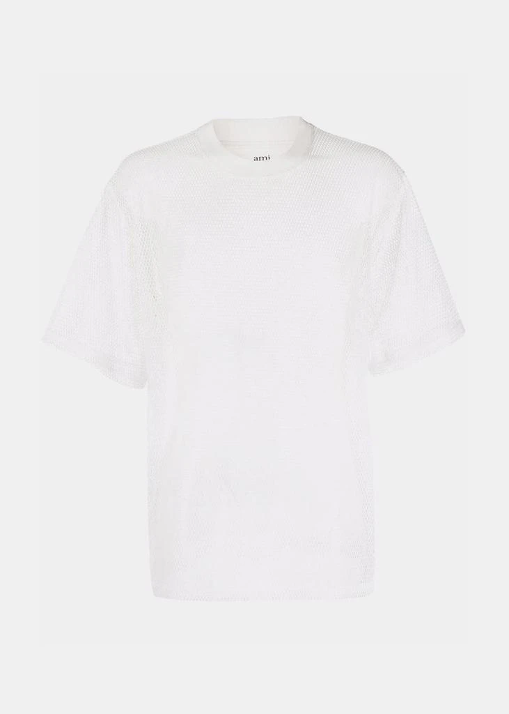 商品AMI|AMI Alexandre Mattiussi White Oversized Mesh T-Shirt,价格¥574,第1张图片