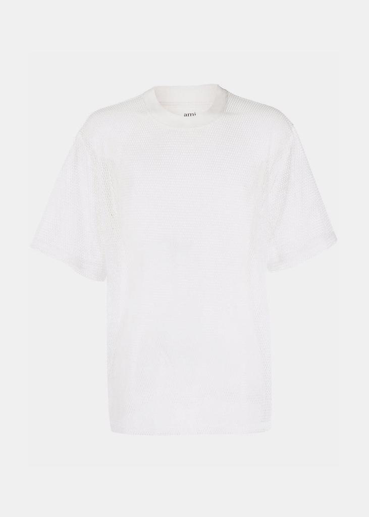 商品AMI|AMI Alexandre Mattiussi White Oversized Mesh T-Shirt,价格¥521,第1张图片