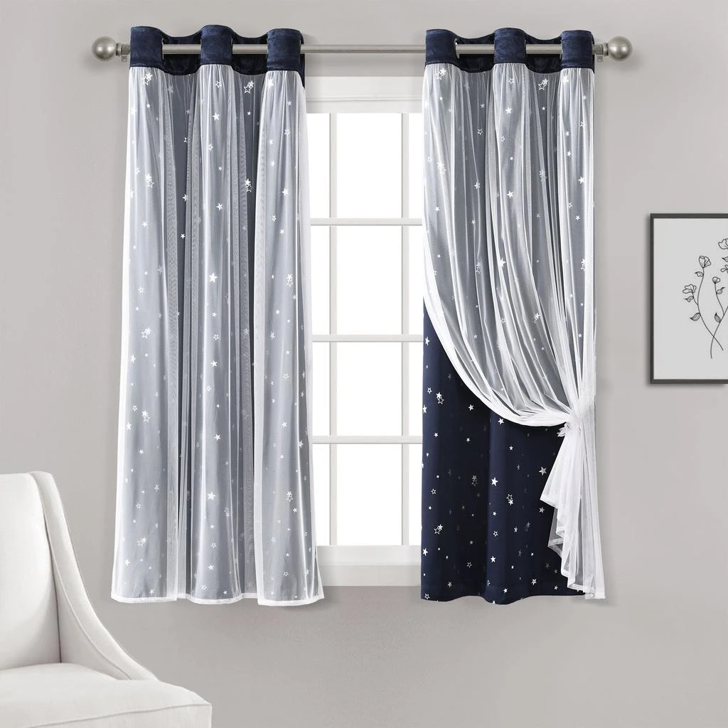 商品Lush Decor|Star Sheer Insulated Grommet Blackout Curtain Panel Set,价格¥456,第5张图片详细描述