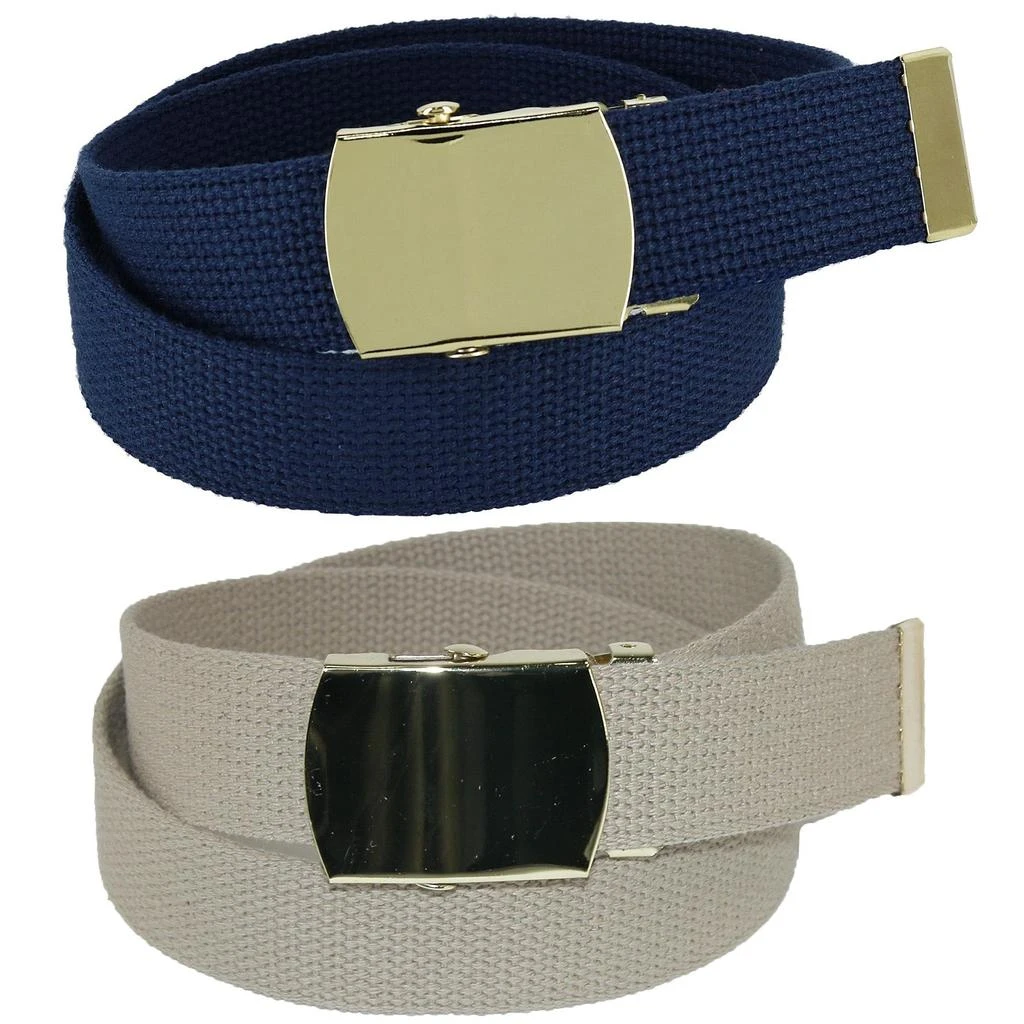 Kid's Cotton Belt with Brass Military Buckle (Pack of 2 Colors) 商品