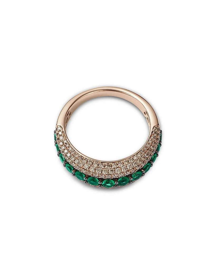 Emerald & Champagne Diamond Multi-Row Ring in 14K Rose Gold 商品