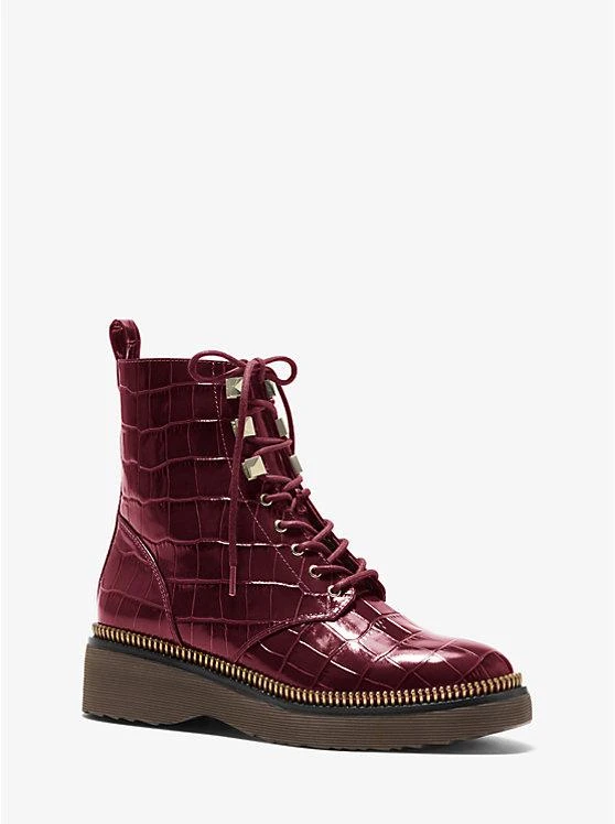 商品Michael Kors|Haskell Crocodile Embossed Leather Combat Boot,价格¥742,第1张图片